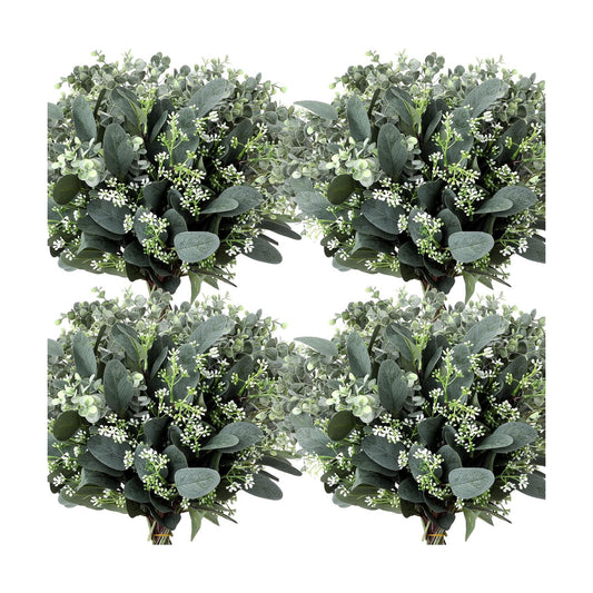 Seeds Artificial Silver Dollar Leaves Sprays Faux Oval for Wreath / White / Set of 20