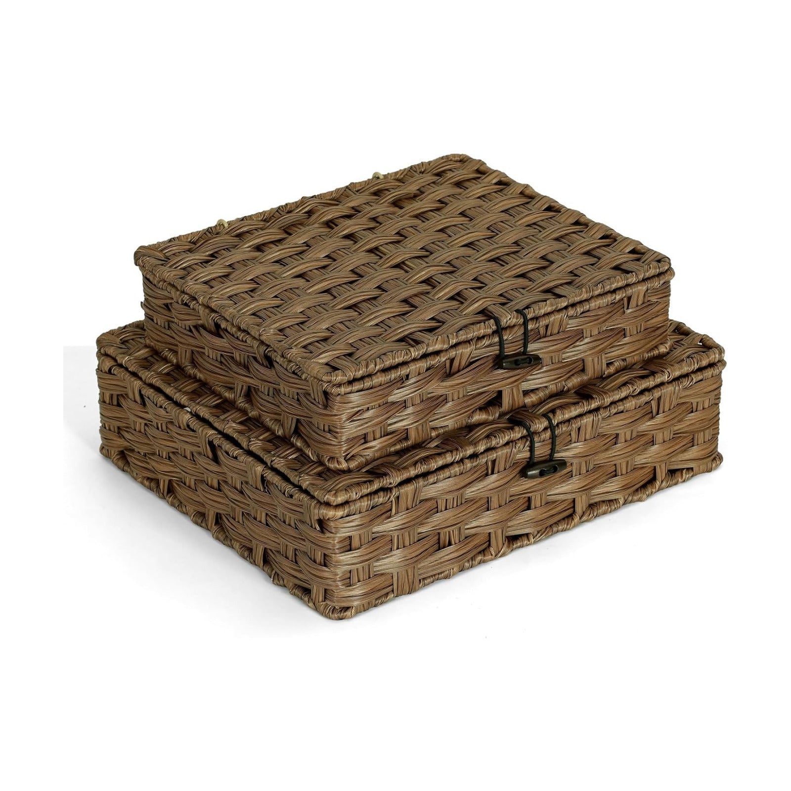 Woven Rattan Organizer Bins / Brown / Set of 2