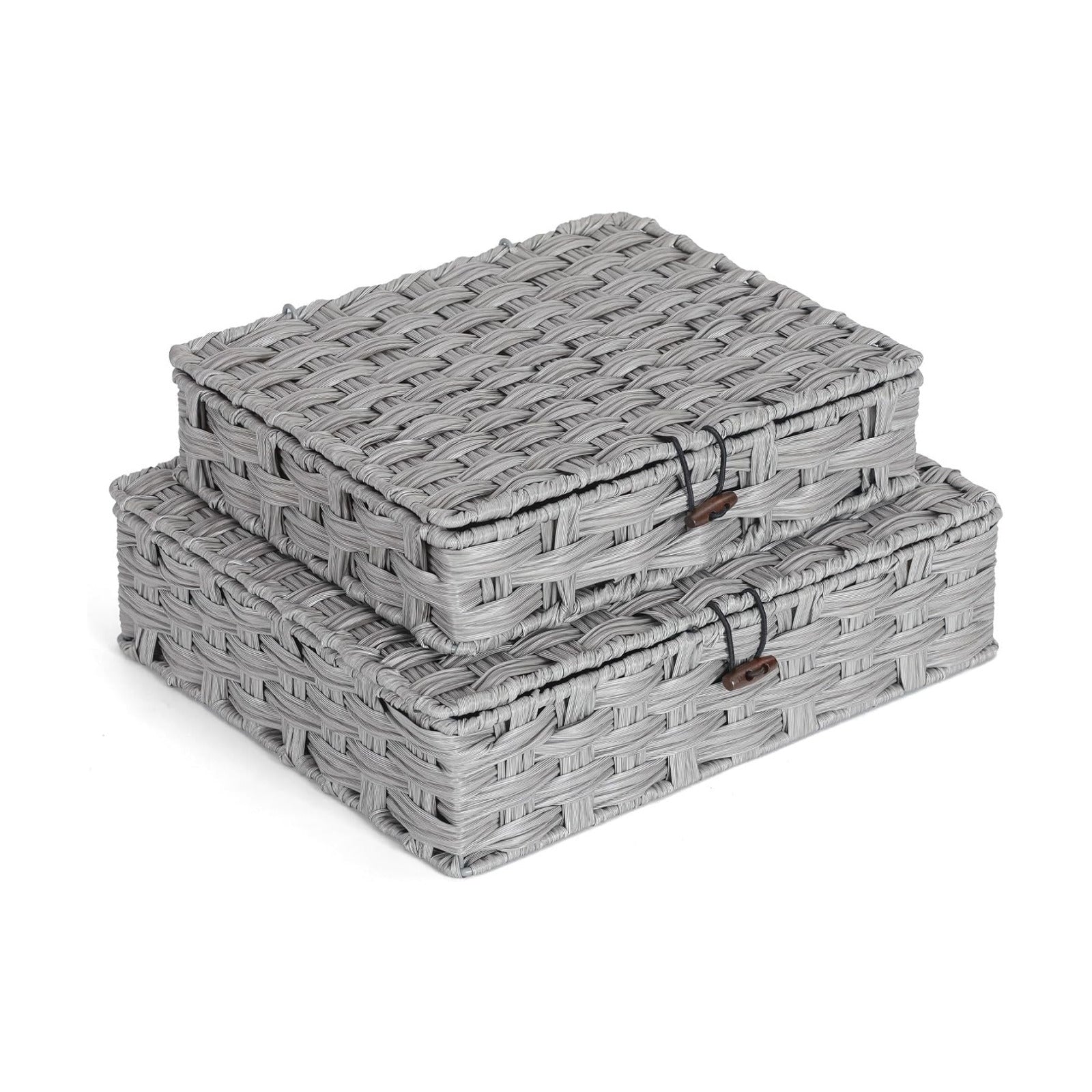 Woven Rattan Organizer Bins / Gray / Set of 2