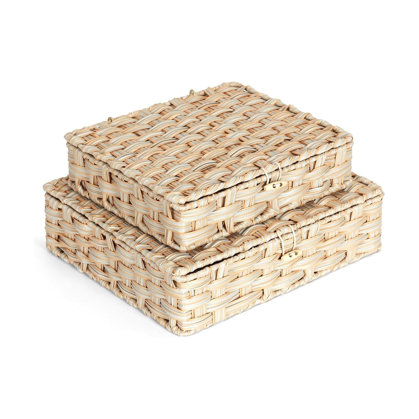Woven Rattan Organizer Bins / Beige / Set of 2