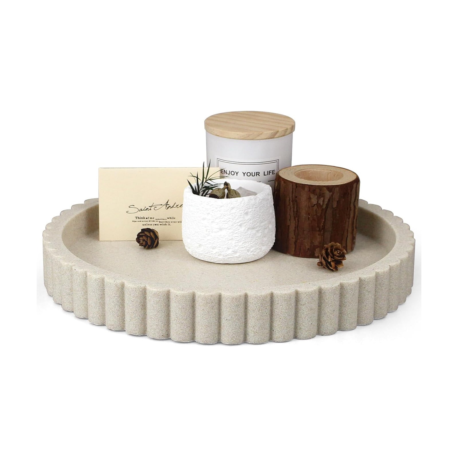 Modern Organizer / Decorative Coffee Table Tray / Beige