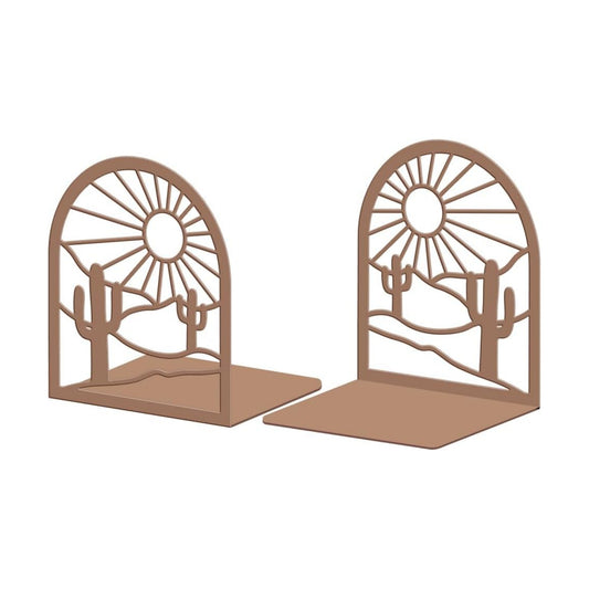 Metal Bookends / Modern Decor Heavy Duty Study Book Support Stoppers / Bohemian Landscape