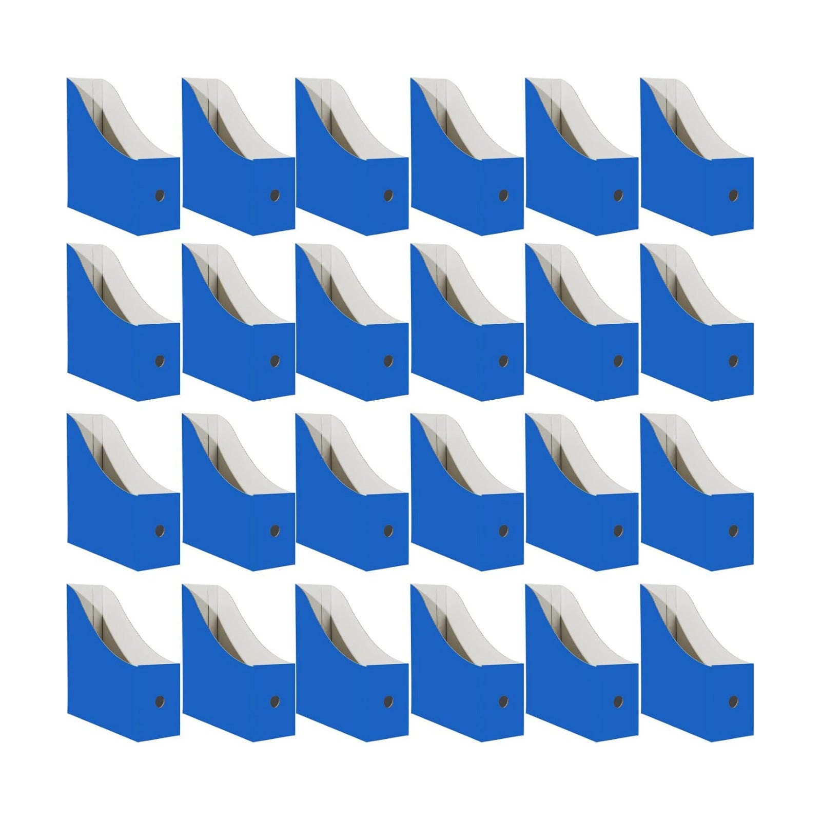 Limitliho 24 Pack Blue Cardboard Magazine File Holder for Desk or Shelves | 10.6”H×10.2”L×3.5”W Cardboard Magazine