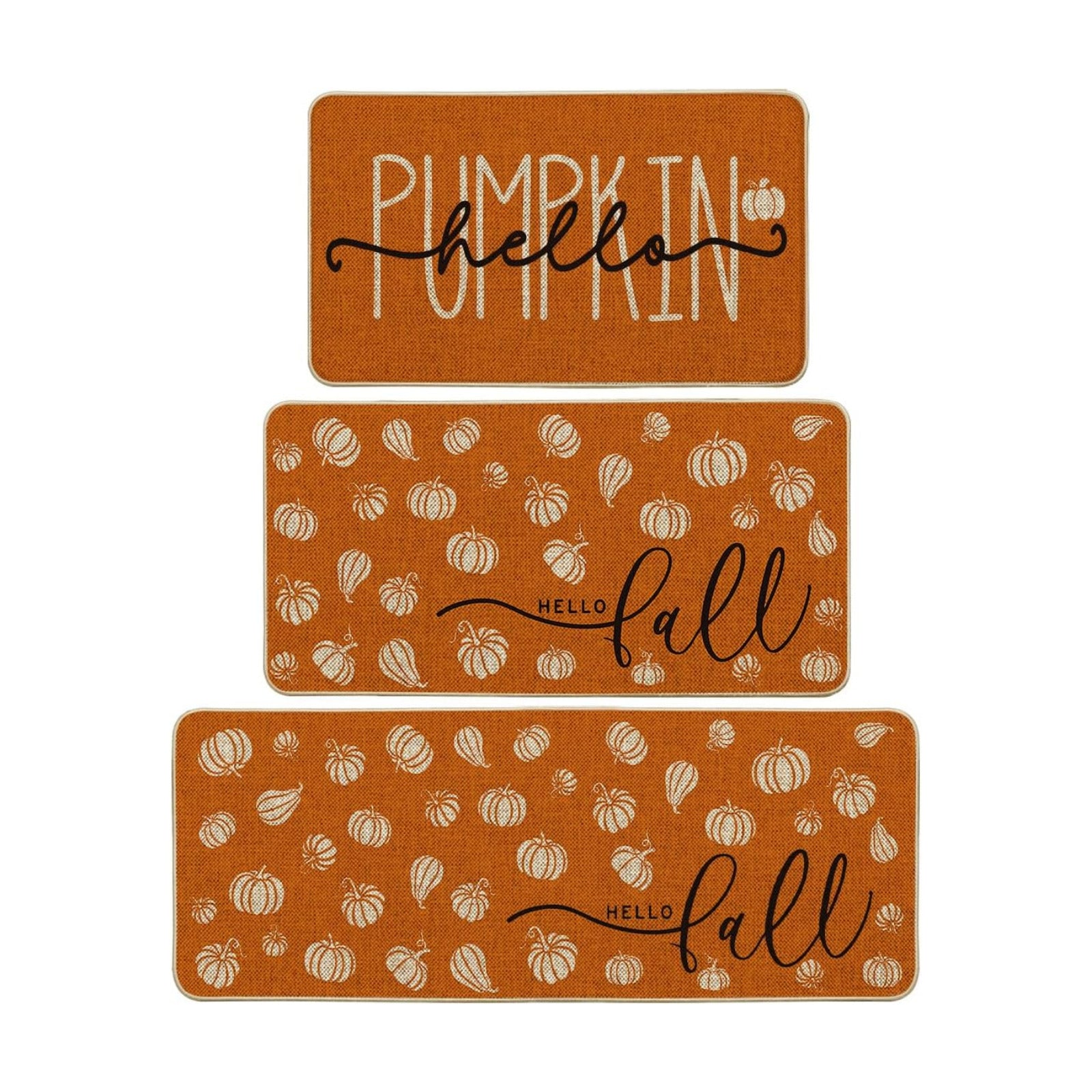Artoid Mode Orange Fall Kitchen Mats Set of 3-17"x29"+17"x36"+17"x47"
