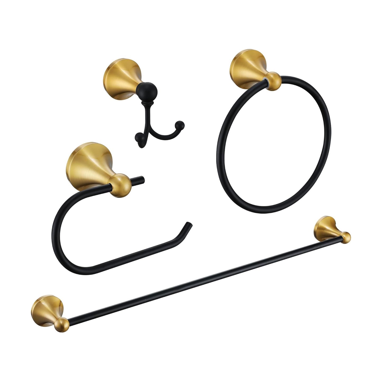 Brushed Gold and Black Bathroom Hardware Set, 4-Piece Black and Gold Bathroom Accessories Kit Stainless Steel 23.6 Inch