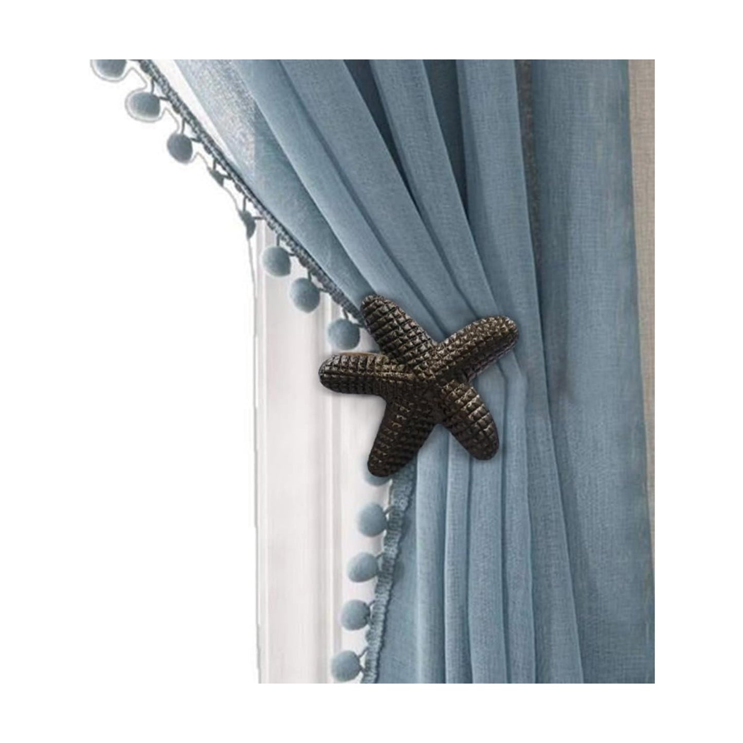 The Metal Magician Metal Nautical Starfish Curtain Holdback & Curtain Holder for Home, Bedroom & Office (Starfish