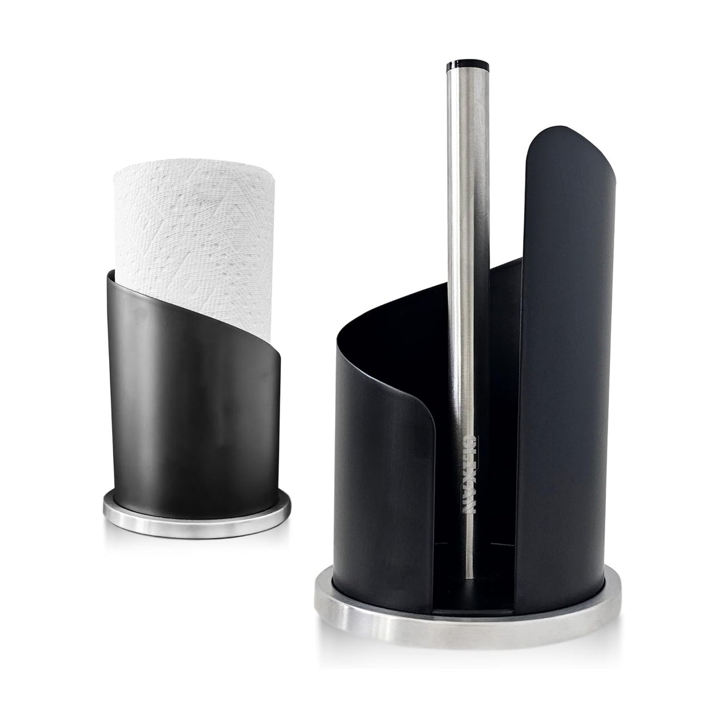 Stainless Steel Paper Towel Holder Countertop, Modern Covered Design, Weighted Base for Stability, Freestanding Easy
