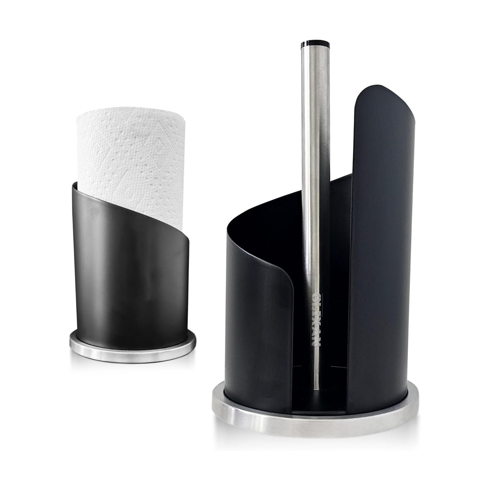 Stainless Steel Paper Towel Holder Countertop, Modern Covered Design, Weighted Base for Stability, Freestanding Easy