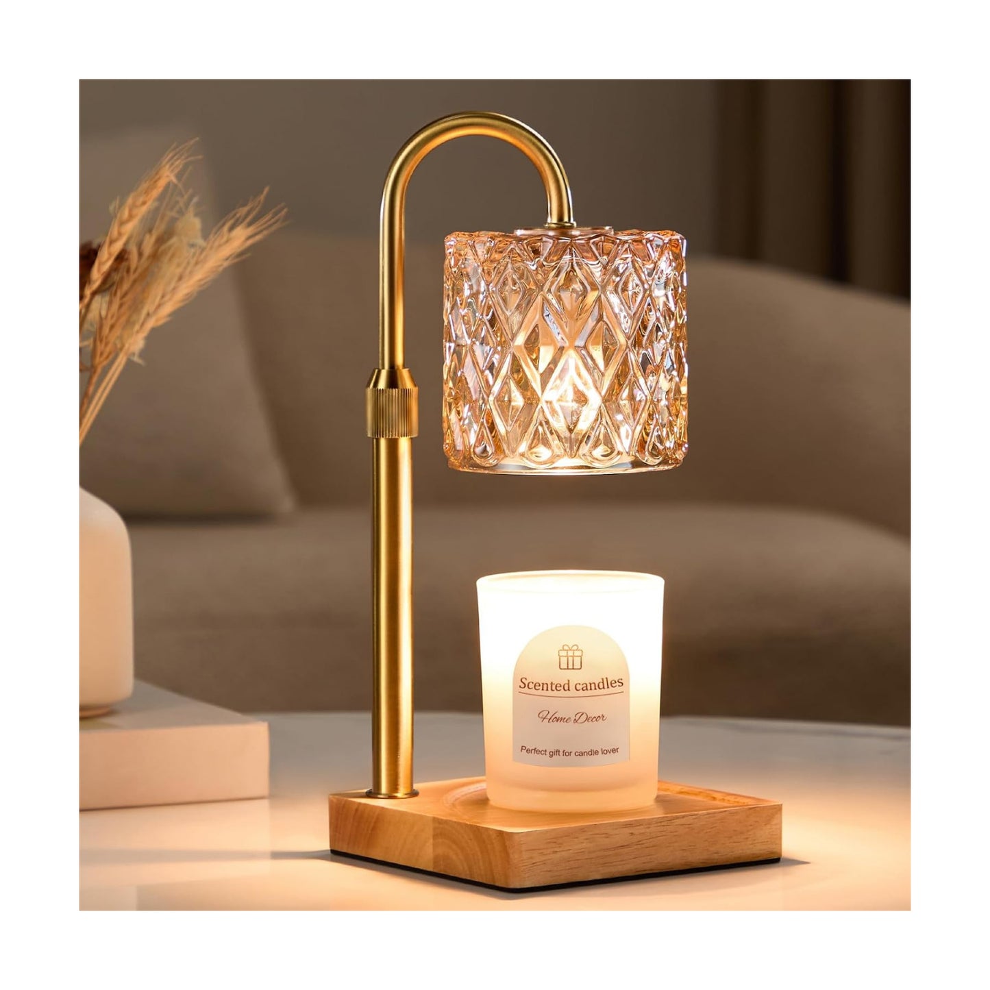 Candle Warmer Lamp with Timer,Wax Melt Warmer Housewarming Gifts for Women | Dimmable Adjustable Height, Vintage Home