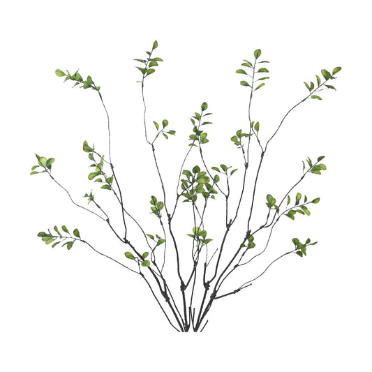 Artificial Greenery Stems Plants 35.4" Faux Branches for Vase Filler Fake Ficus / Green / Set of 4