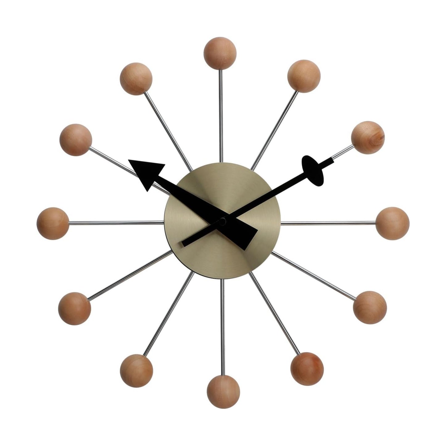 NUOVO 13 Inch Wood Ball Wall ClockMulticolor Mid Century Creative Silent Quartz Personality Funny Decorative Home