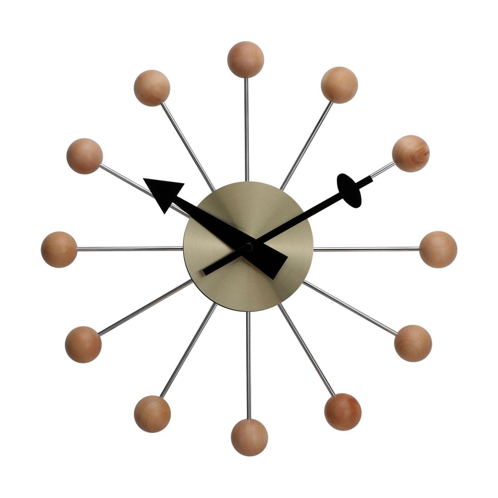 NUOVO 13 Inch Wood Ball Wall ClockMulticolor Mid Century Creative Silent Quartz Personality Funny Decorative Home