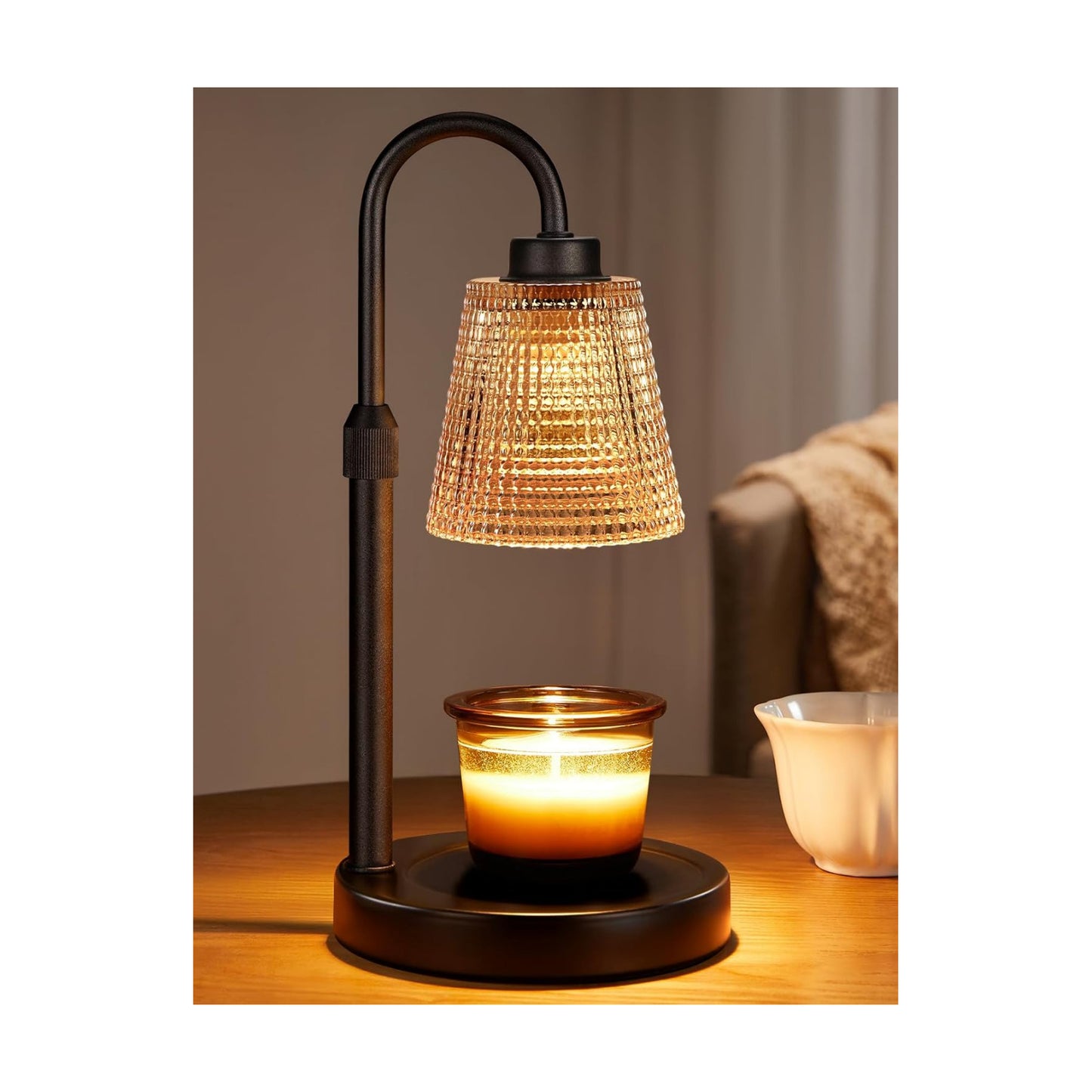 Amber Candle Warmer Lamp with Timer, Dimmable Candle Warmer for Jar Candles, Height Adjustable Wax Melts Warmer