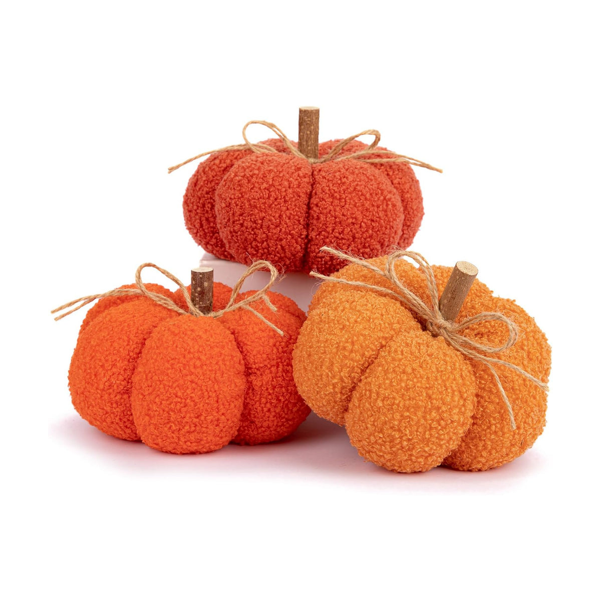 6" Fake Fall Pumpkin Decorations for Home, 3 Pcs Artificial Big Fabric Pumpkins Autumn Decor Faux Pumpkins for Decorating, Fall Wedding Table Centerpiece Mantel Harvest Decor, Halloween, Thanksgiving