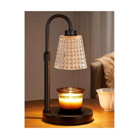 Innqoo Black Crystal Candle Warmer Lamp with Timer, Dimmable Candle Warmer for Jar Candles, Height Adjustable Wax Melts