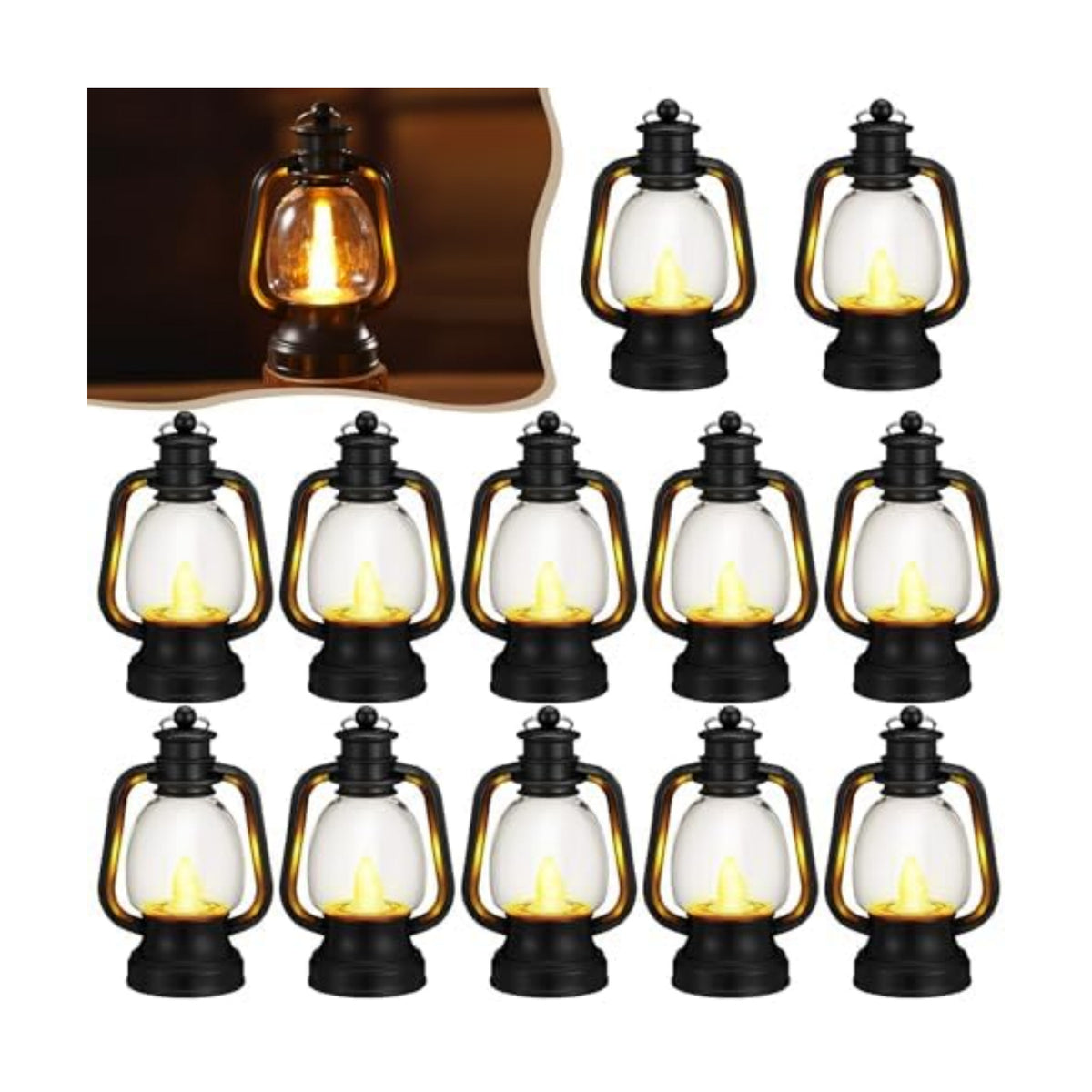 Ferraycle 12 Pcs Mini Lanterns Bulk 6 Inch Black Lamp Table Centerpieces