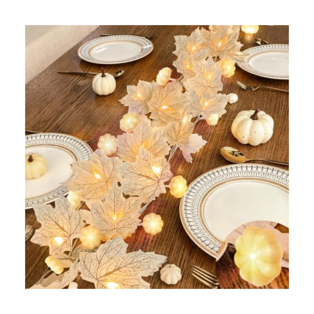 3D Pumpkin Lights & 40 LED 2 Pack Fall Garland Fall Decor Total 13FT