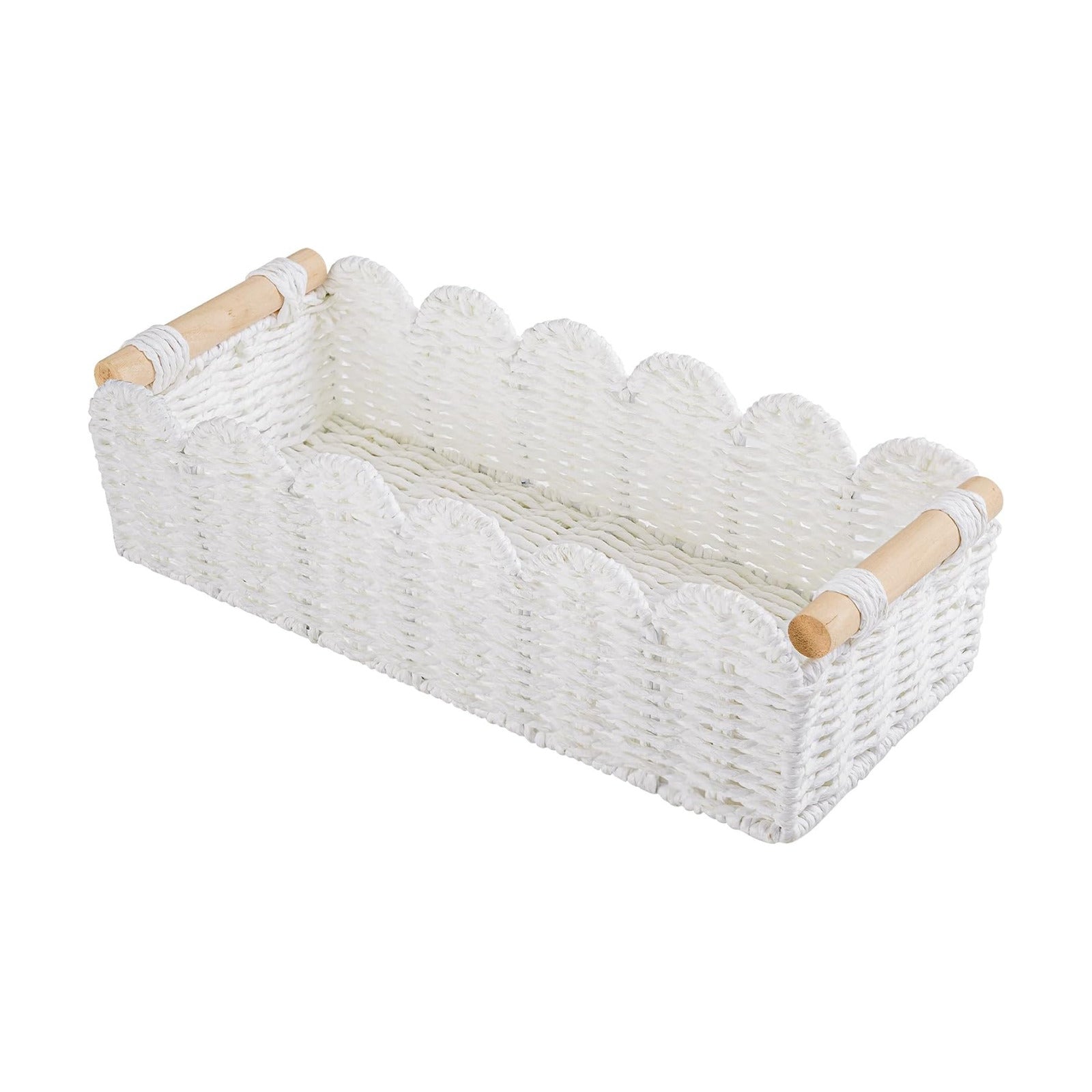 Toilet Paper Storage Basket Bathroom Counter Organizer Wicker Baskets for Organizing Basket / White