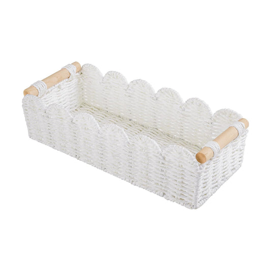 Toilet Paper Storage Basket Bathroom Counter Organizer Wicker Baskets for Organizing Basket / White