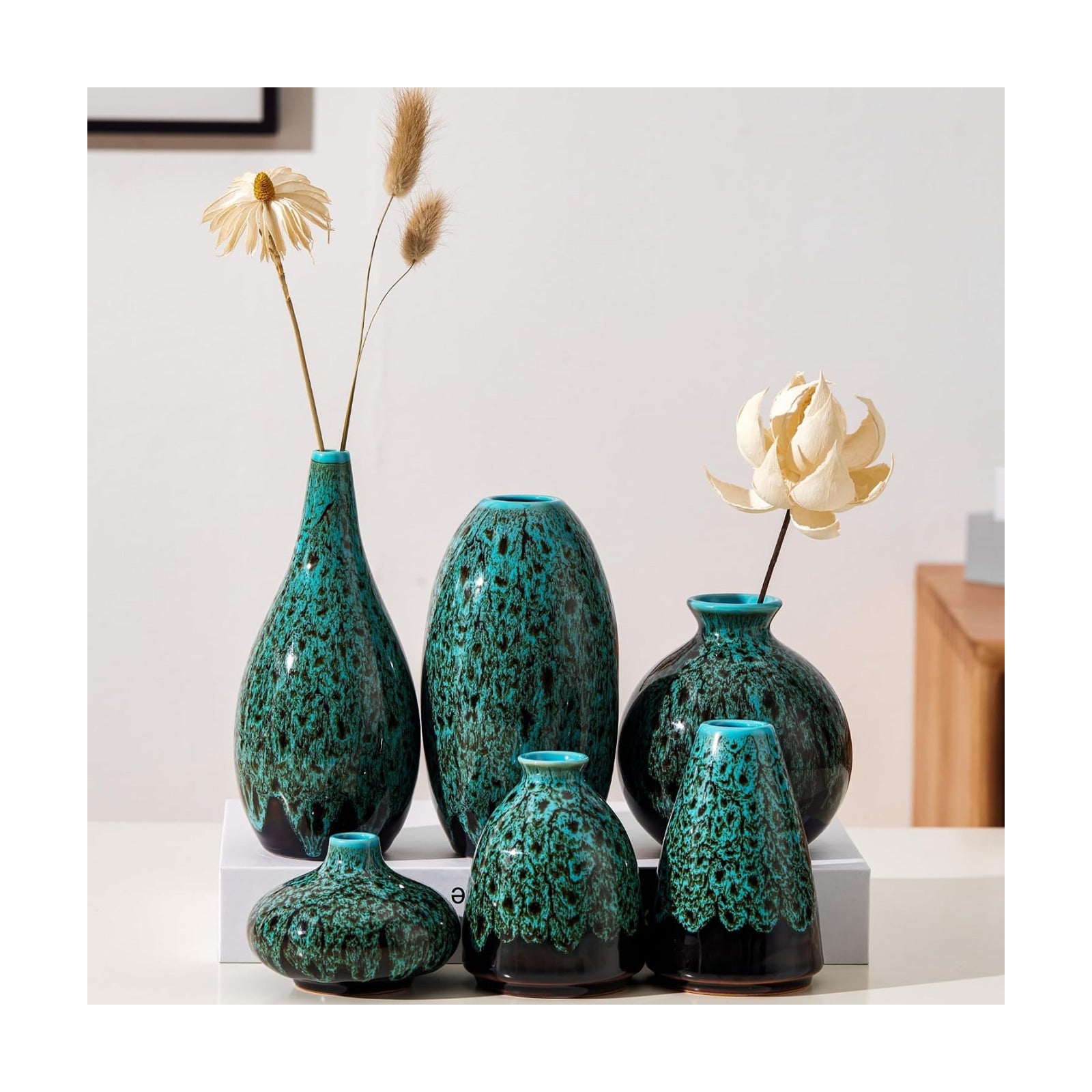 Ceramic Bud Vase Set / Blue / Set of 6