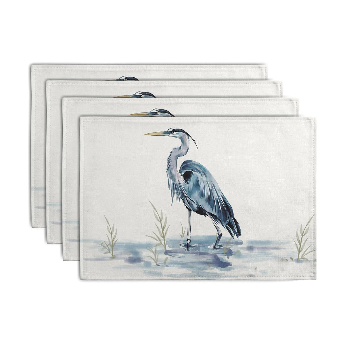 Coastal Placemats Set of 4 Summer Ocean Heron Place Mats 12x18 Inch Nautical Beach Sea Bird Pelican Table Mat Heat Resistant Non Slip Washable Linen Fabric Kitchen Dining Placemat