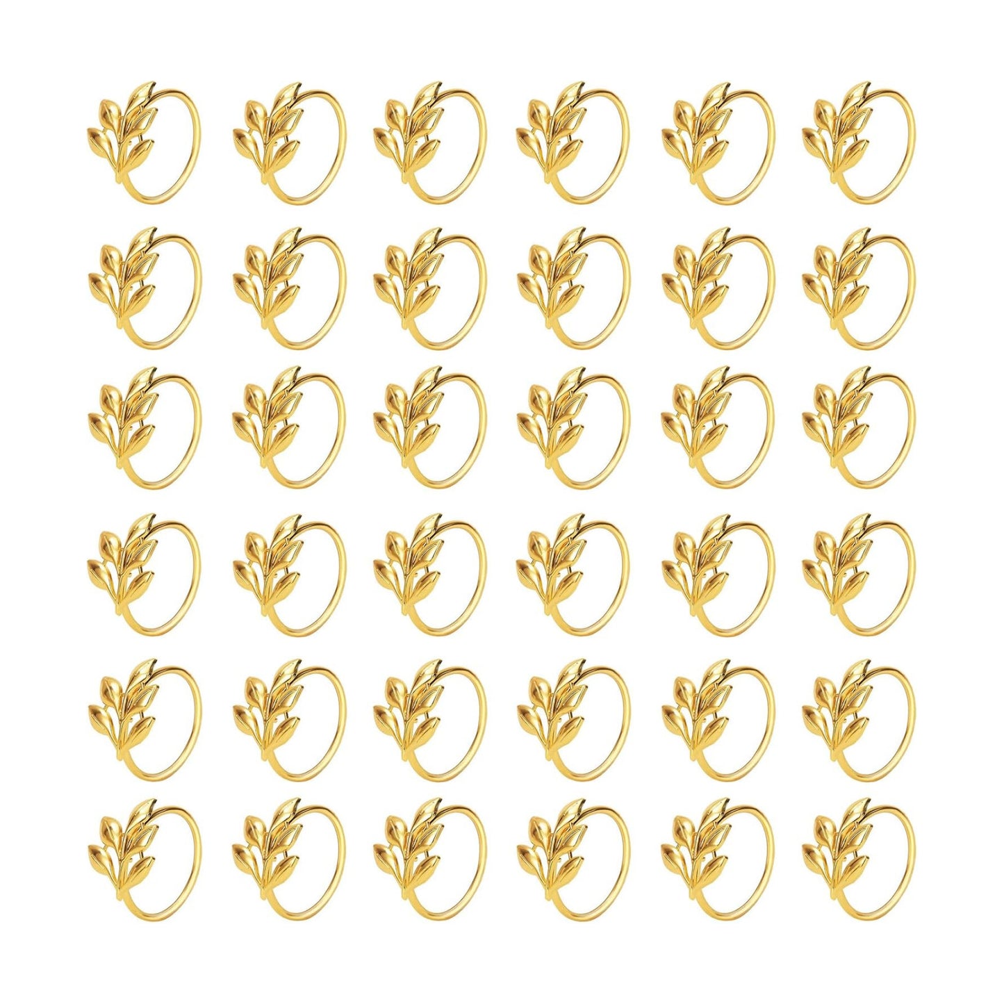 Set of 100 Leaf Napkin Rings Metal Gold Leaf Napkin Ring, Napkin Rings Bulk Dinner Banquet Serviette Decor, Dinning