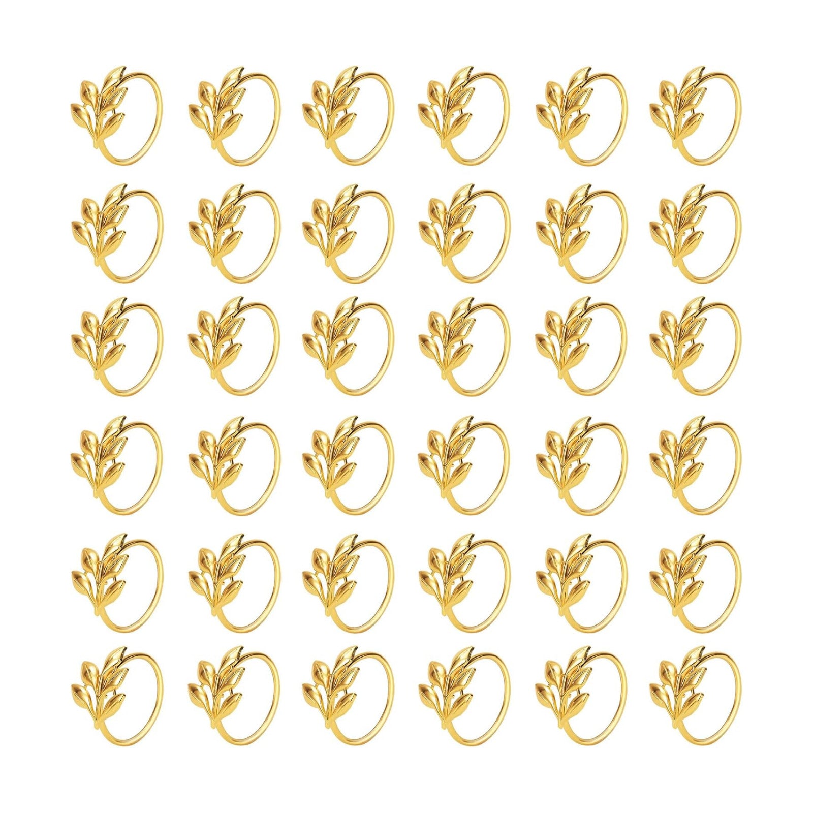 Set of 100 Leaf Napkin Rings Metal Gold Leaf Napkin Ring, Napkin Rings Bulk Dinner Banquet Serviette Decor, Dinning