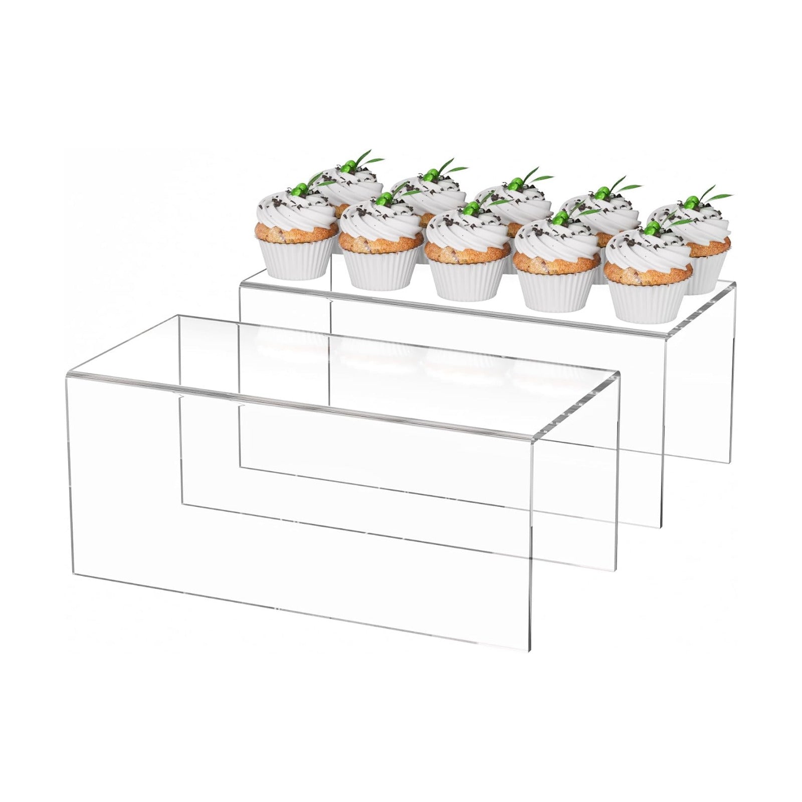 Sezanrpt Acrylic Shelf Riser 12x5.5x5 pack of 2, Countertop Acrylic Display Storage Organizer for Funko Pop Figure