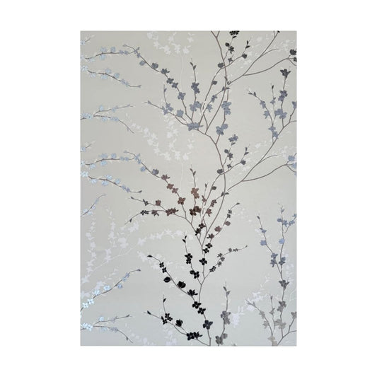 Peel and Stick Wallpaper Panels in West Coast Branch Floral Design / Sage Green / 16 x 24 / Set of 8