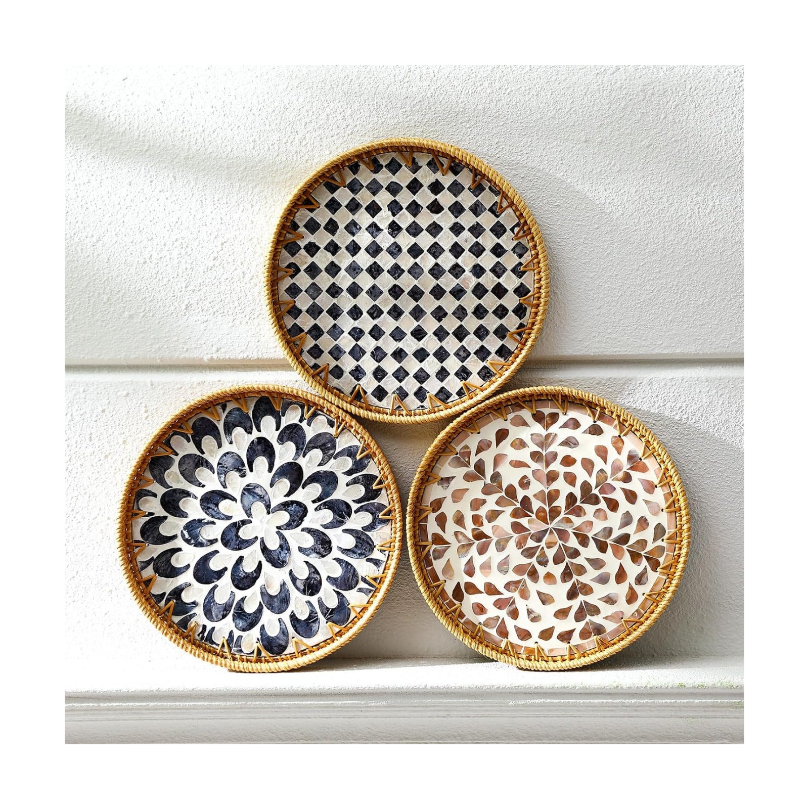 Round Rattan Tray / Modern Style / Set of 3
