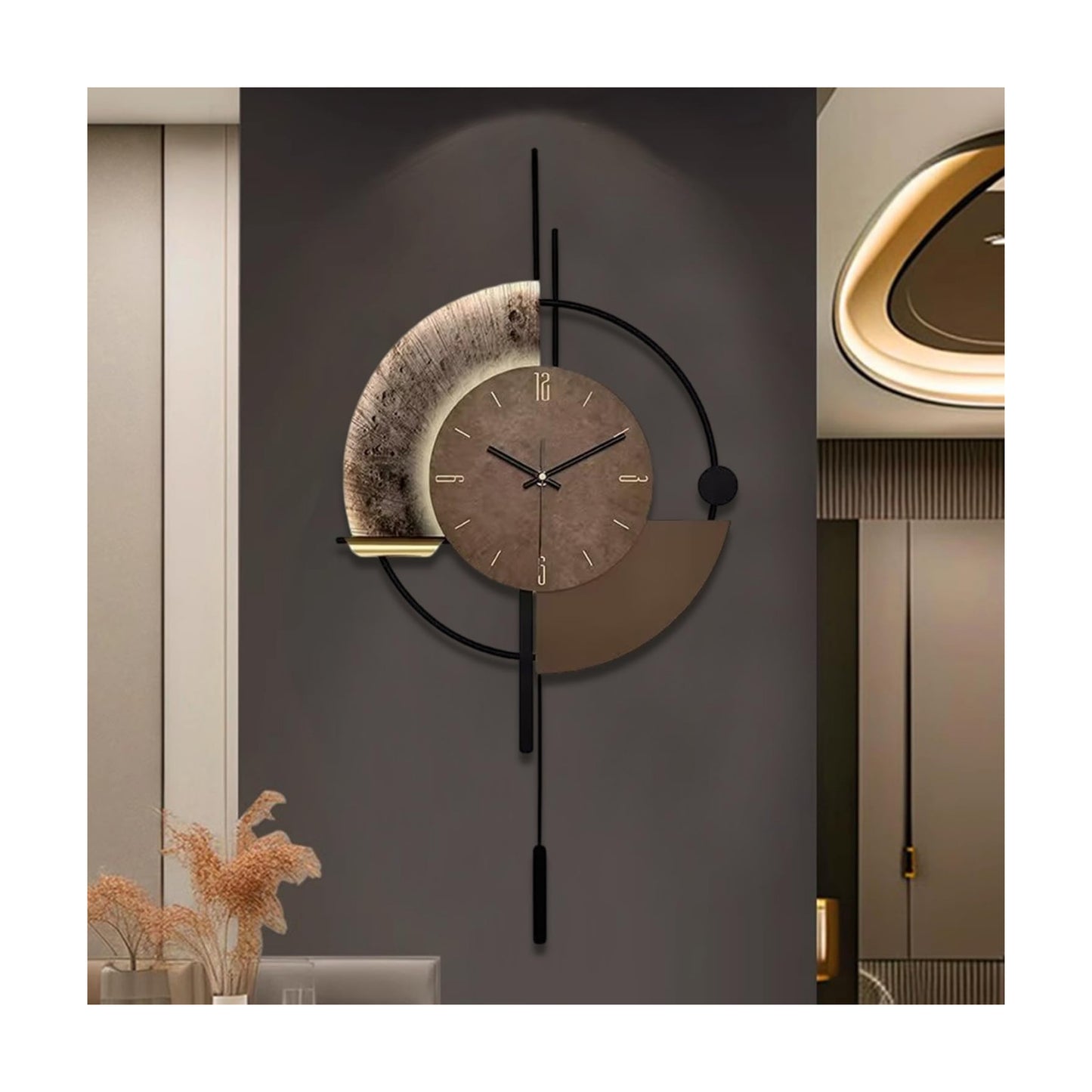 SIN&MI Wall Clock,Decorative Wall Clocks with Pendulum,Silent Quality Quartz Clock Battery Operated,Large Clock for