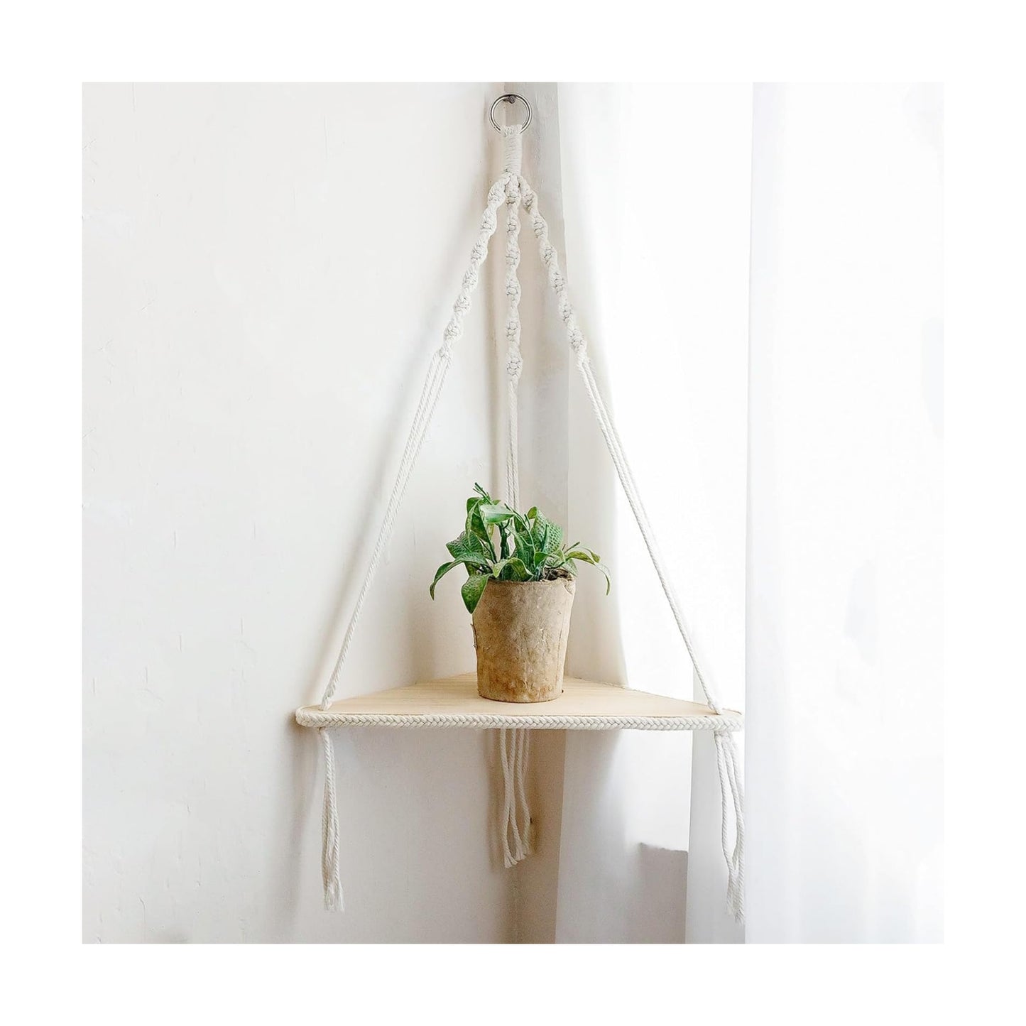 Rustic Wooden Plant Shelf / 1 Layer White