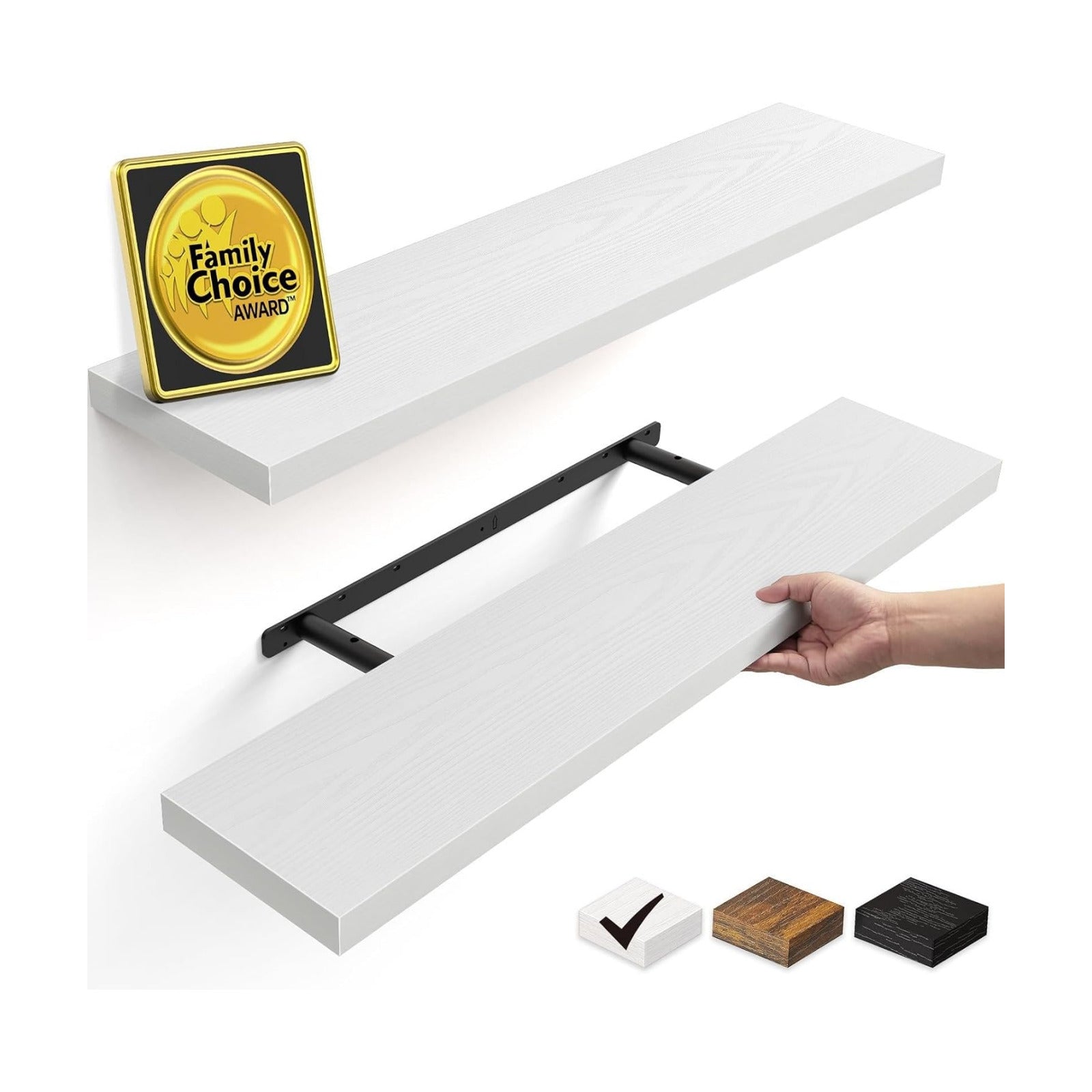 BAYKA White Floating Shelves 35.4in, Set of 2, Wall Mounted for Wall Decor