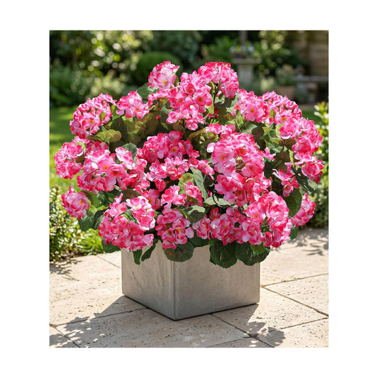Artificial Geranium Fake Flowers for Outdoors Decoration, 6 Bundles Silk Geraniums Pink Flower UV Resistant Look Real Faux Plants for Outside Planter Front Door Garden Porch Patio Balcony Yard Home