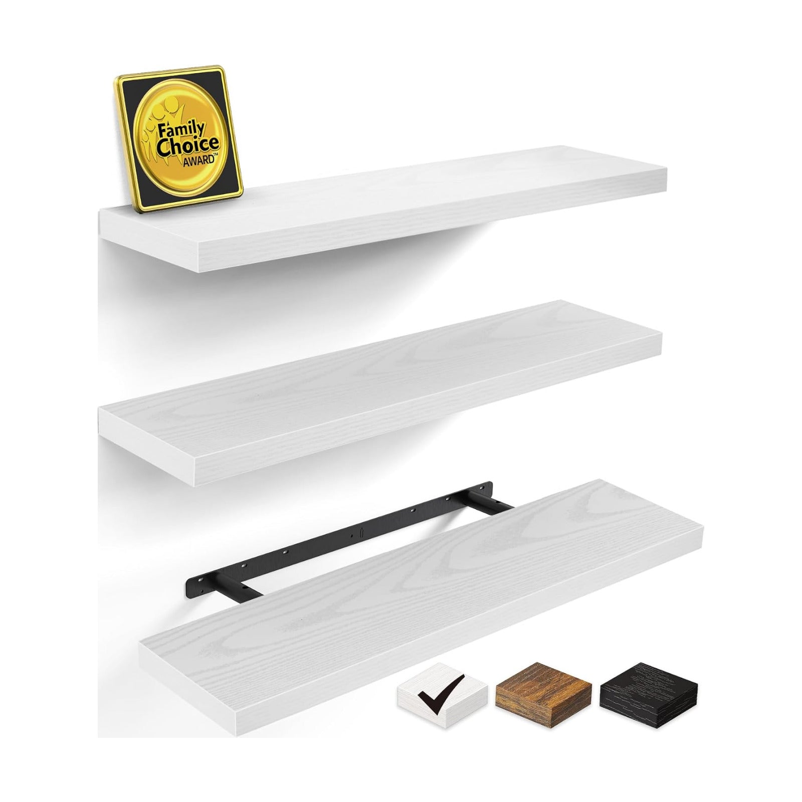 BAYKA Floating Shelves for Wall, 36 inches Wall Mounted Rustic Wood Shelves for Bathroom, Bedroom, Living Room, for