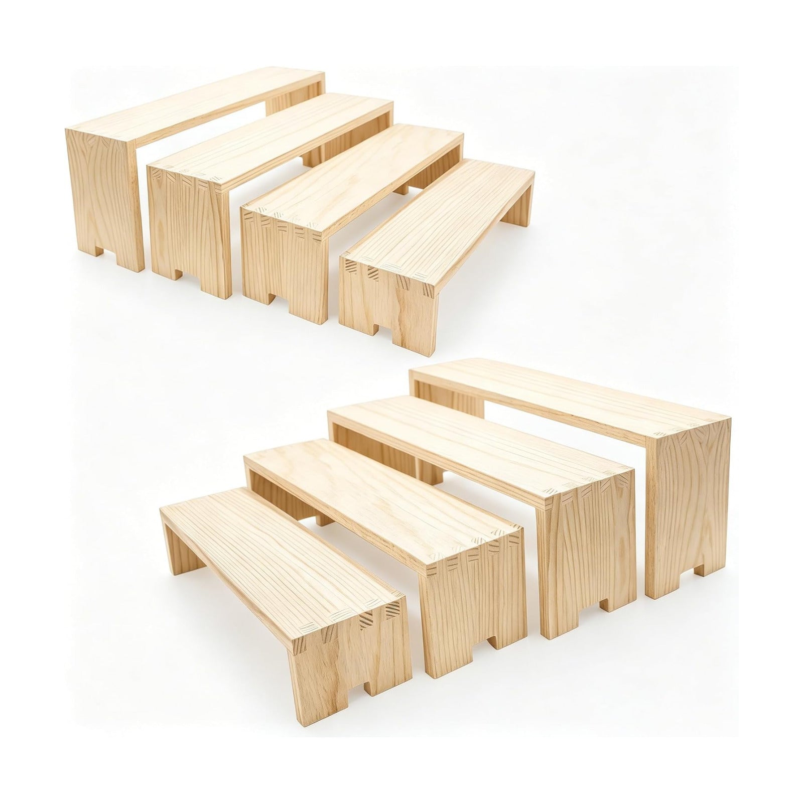 Yikaroeli 2 Set Large Wood Display Risers Display Stands Wooden Cupcake Stand Dessert Food Buffet Risers for Vendor