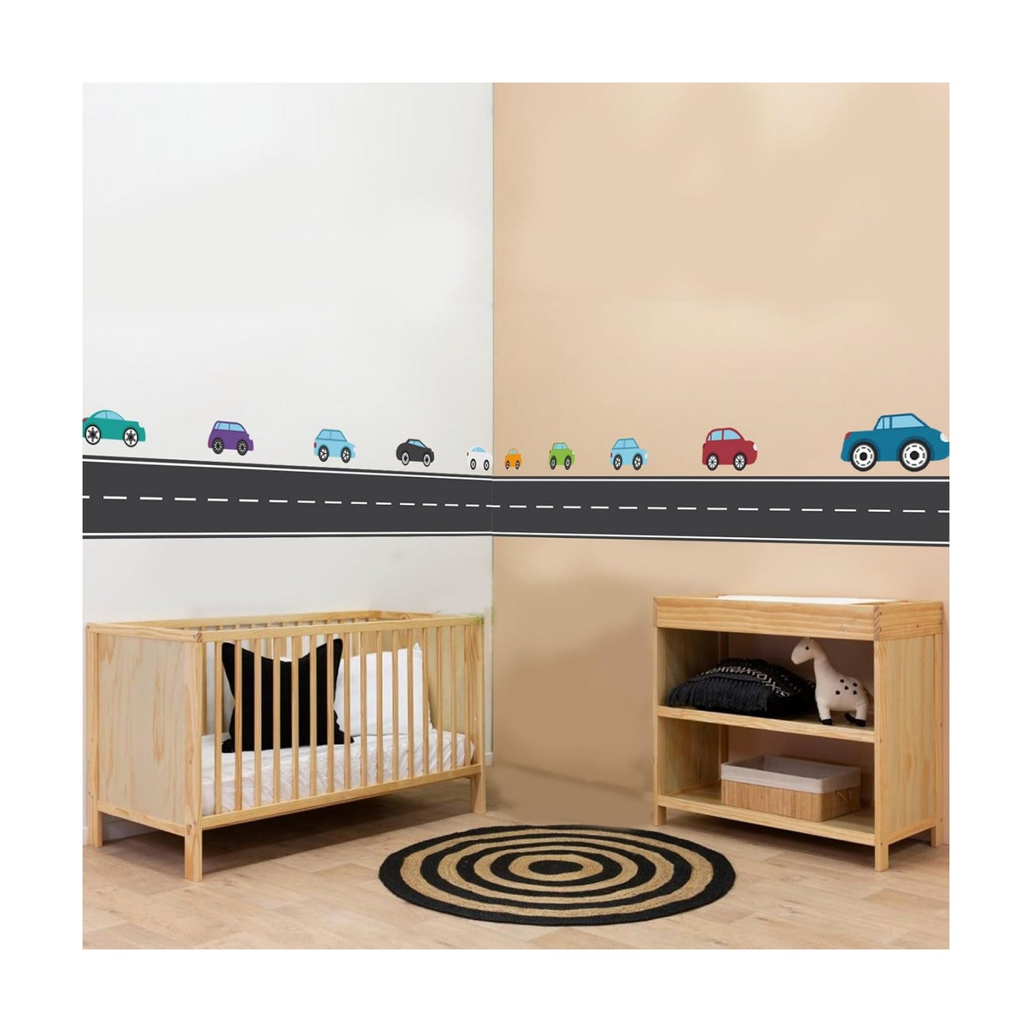 2 Sheets Border Road Wall Sticker / Black Border Road