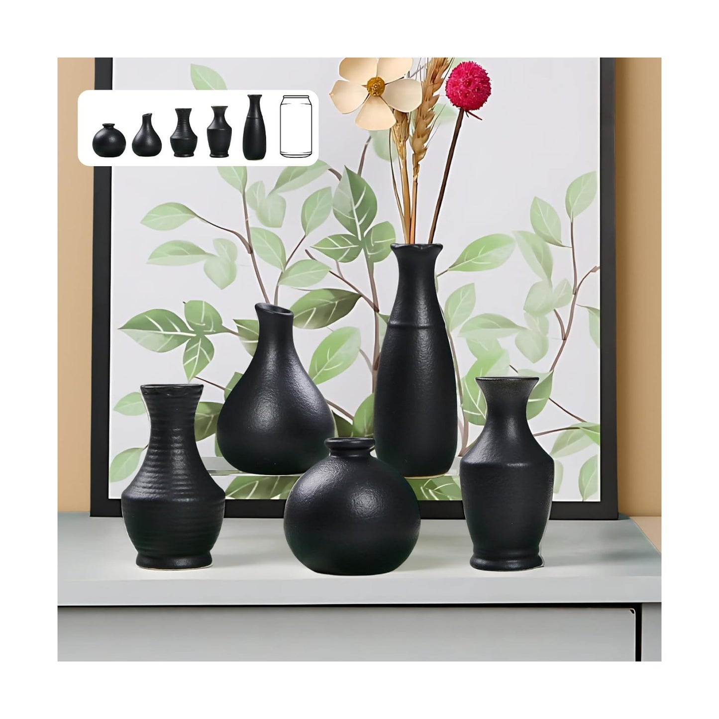 Ceramic Mini Vases for Flower Vase Styling / Black