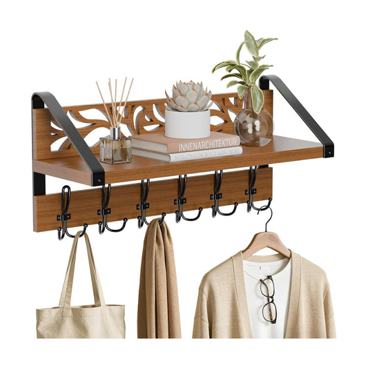 Rustic Brown 15" Wood Organizer / Brown and Black / 2 Inch