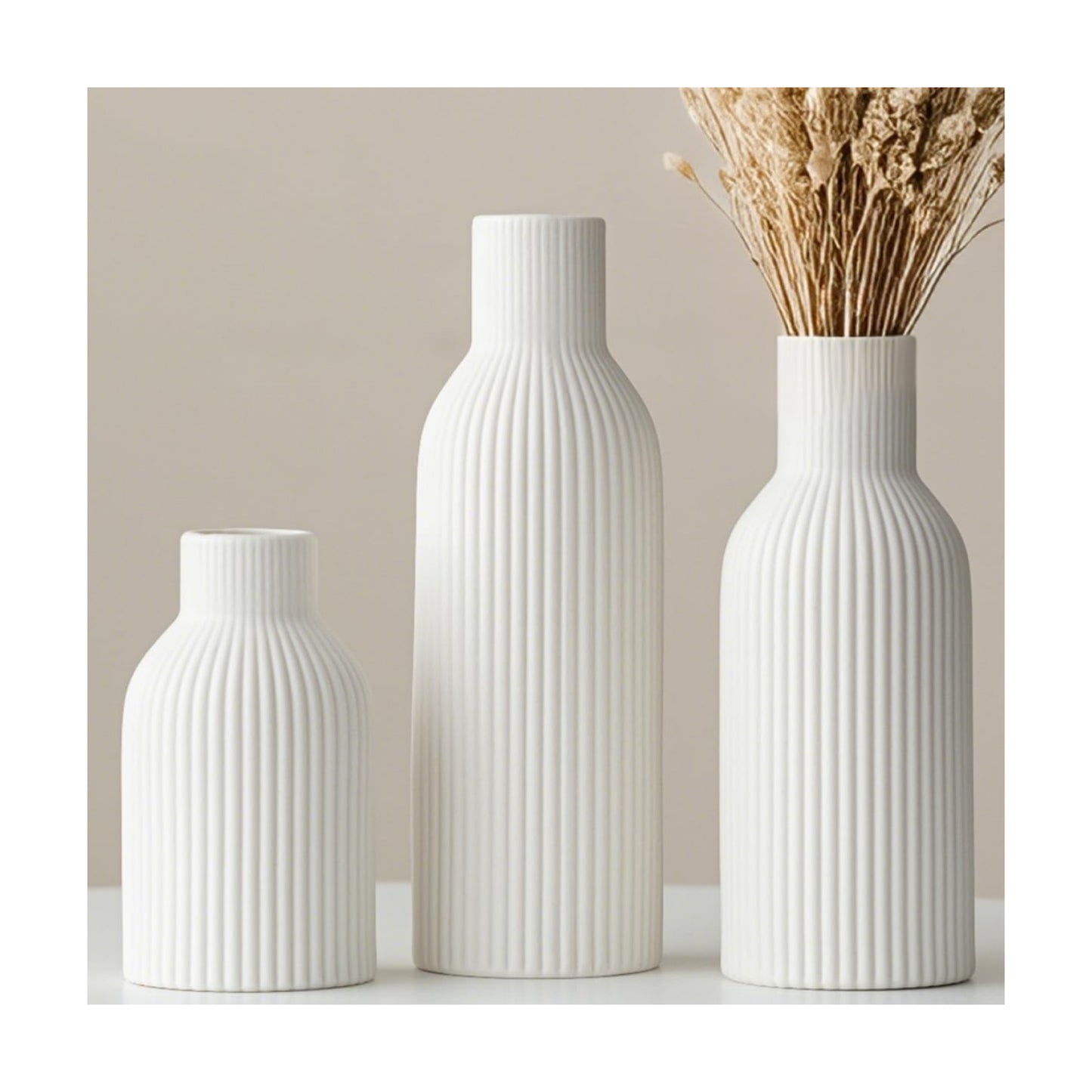 Modern Ceramic Vases / White / Set of 3