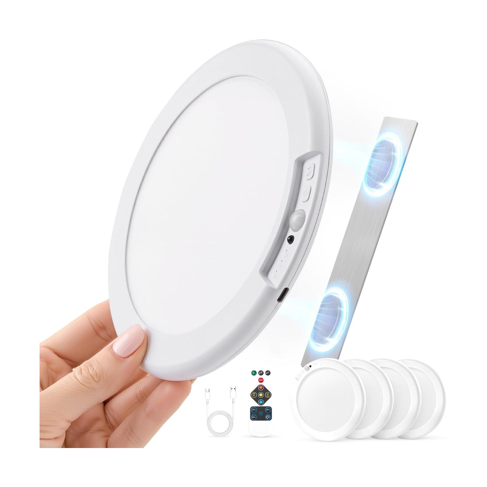 Battery Operated Ceiling Light Cordless Quick Magnetic Mounting, 7.48" Rechargeable Motion Sensor Lights for Shower