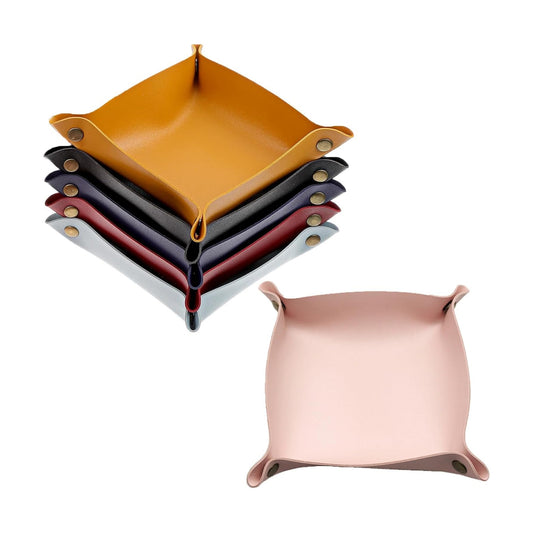 6 Packs PU Leather Jewelry Valet Tray for Women and Men