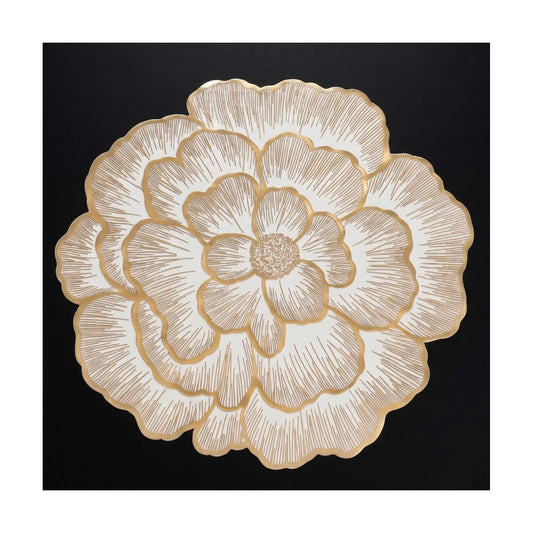 FAVE 12PCS Sparkling Floral Round Placemats Vinyl Gold Placemats | Placemats Set of 12 for Wedding, Banquets, Birthday