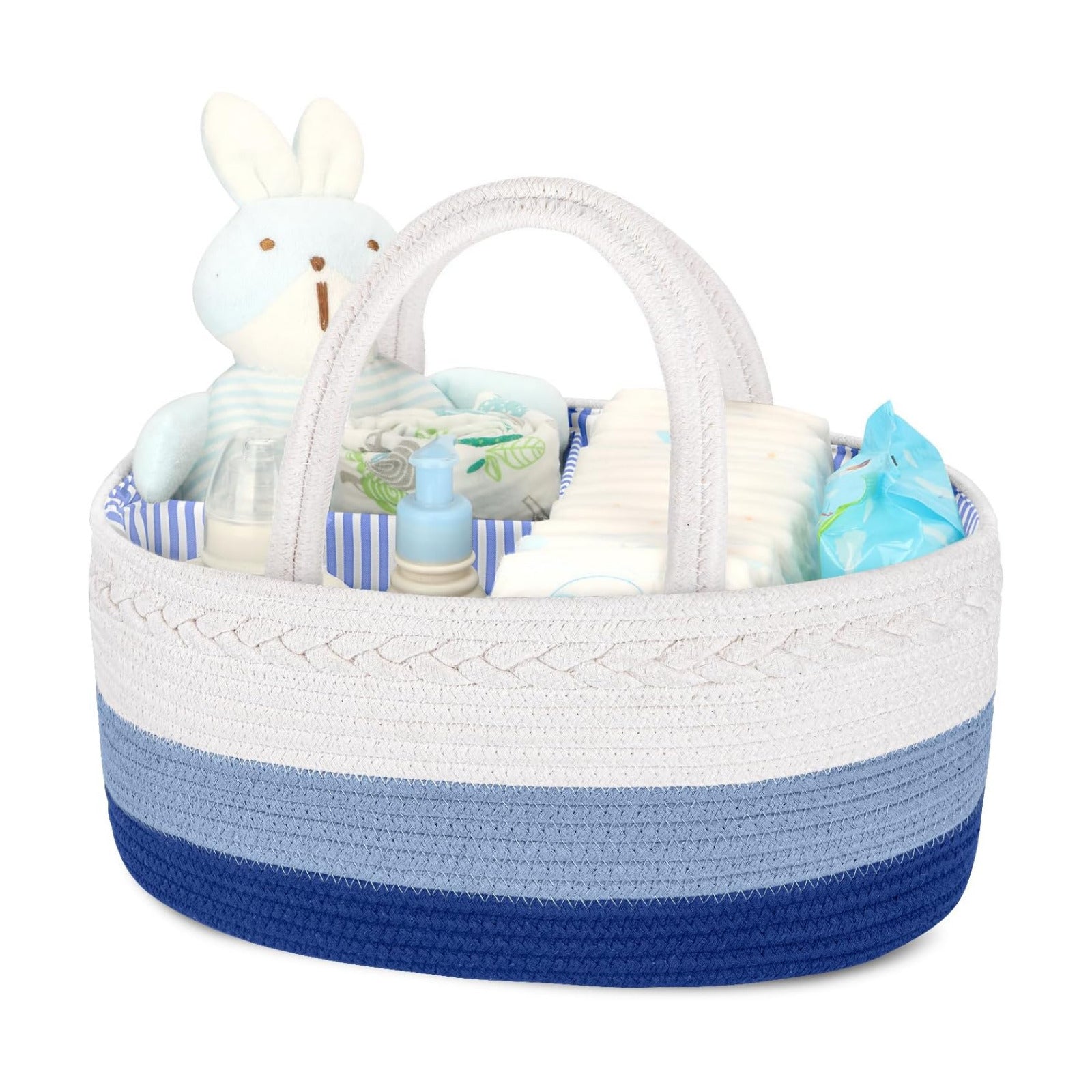 Baby Diaper Caddy Organizer / Large / White and Blue