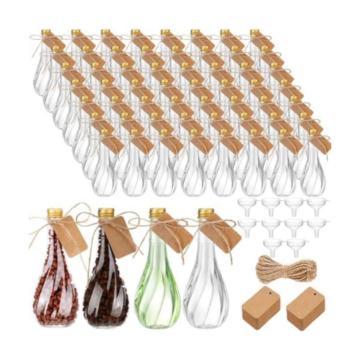 Lounsweer 60 Pack 5 oz Plastic Potion Bottles, Gold Aluminum Cap