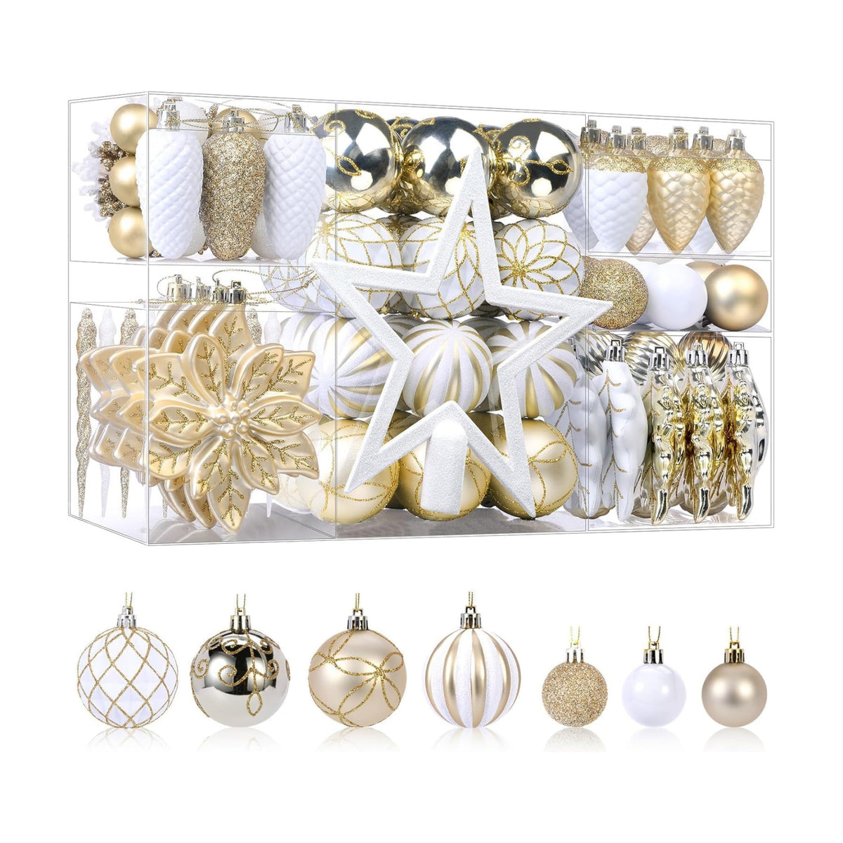 SHareconn 106 PCS Christmas Ball Ornaments for Christmas Tree Decorations