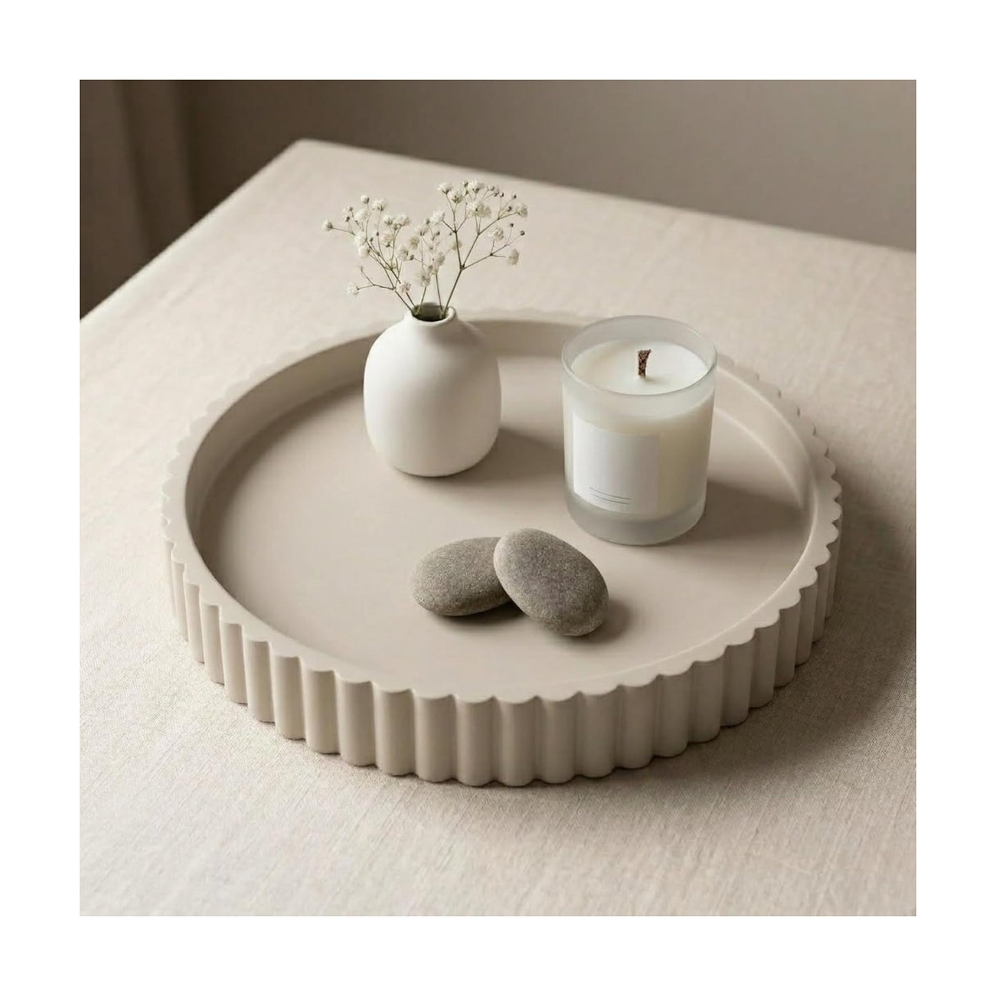 Round Coffee Table Tray / Warm Gray / Set of 13