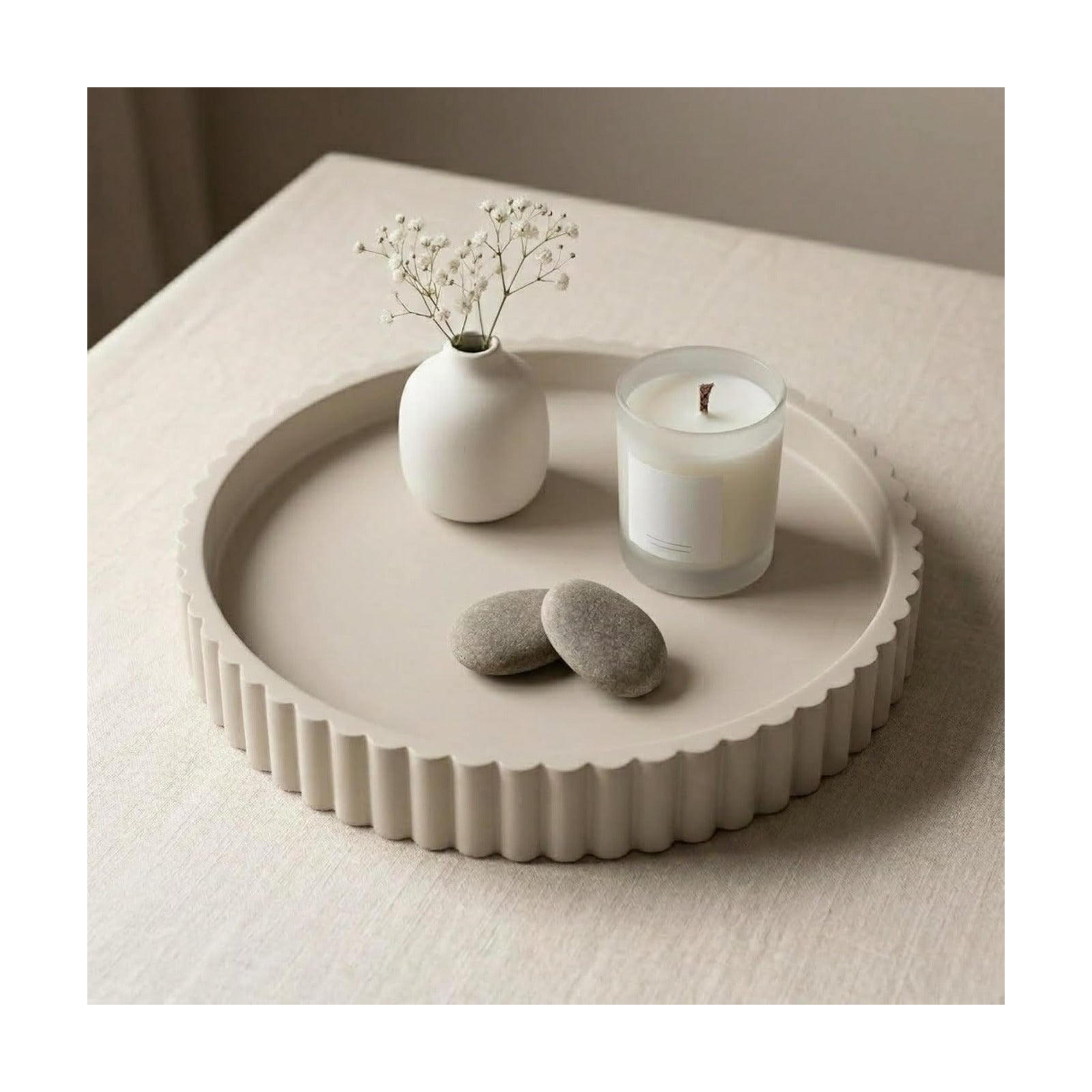 Round Coffee Table Tray / Warm Gray / Set of 13
