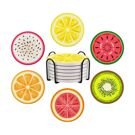 Cork Base and Metal / Fruit / Set of 6
