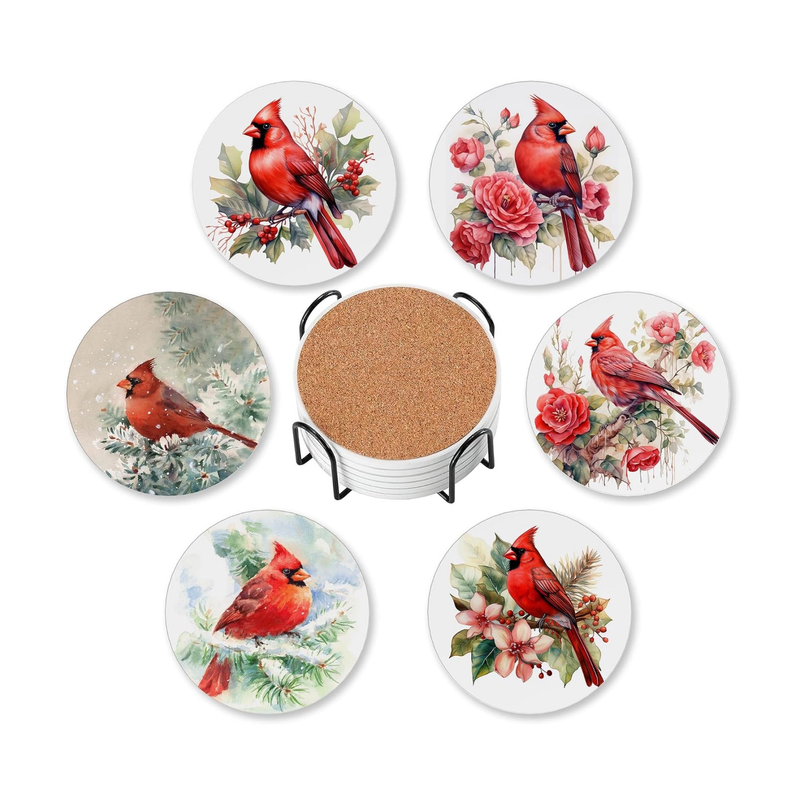 Holder / Coasters for Drinks Absorbent / Bird Cardinal